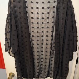 Black Sheer Polka Dot Kimono